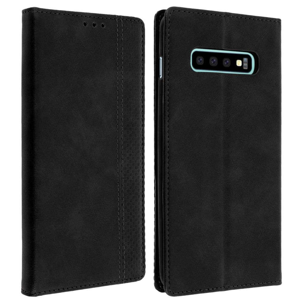 Avizar - Housse Samsung Galaxy S10 Plus Etui Folio Porte-cartes Fonction Support - Noir - Coque, étui smartphone
