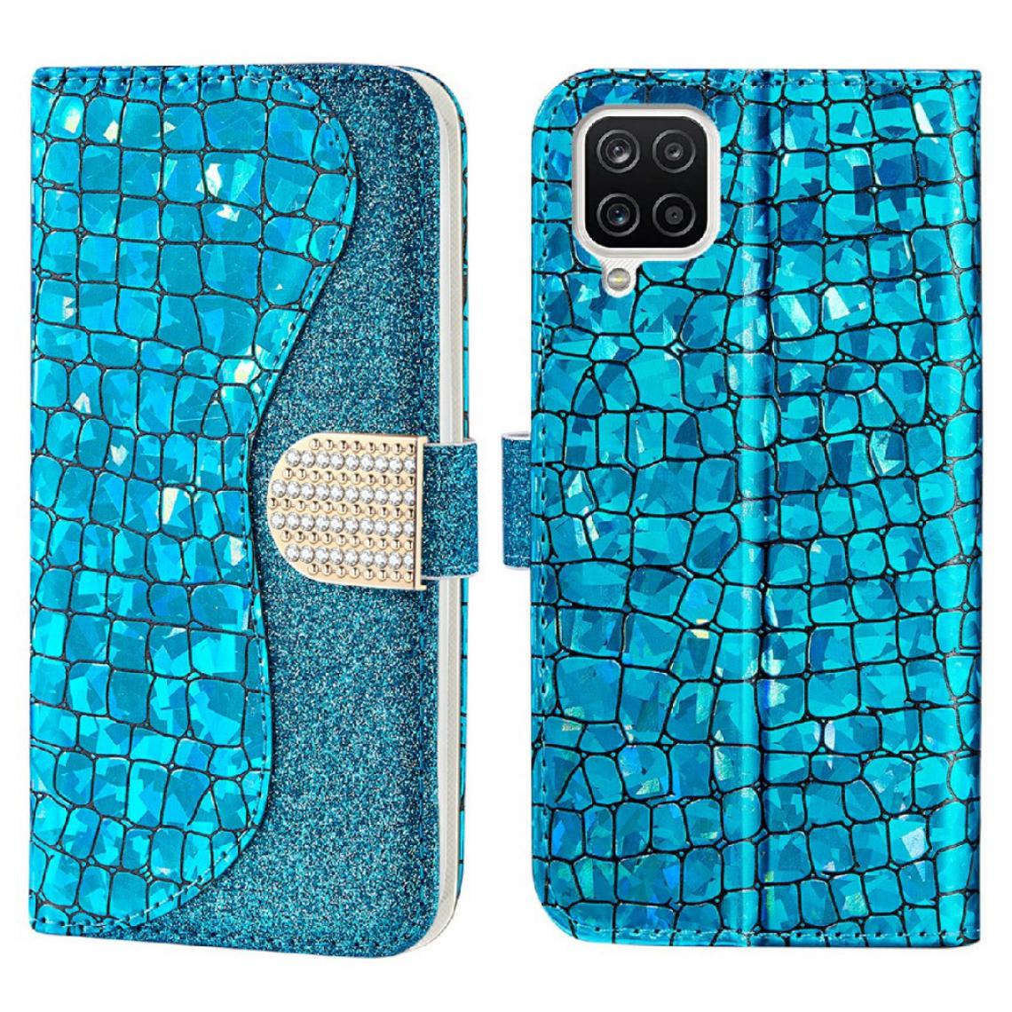Other - Etui en PU Peau de crocodile épissage de poudre scintillante bleu pour votre Samsung Galaxy A22 4G (EU Version) - Coque, étui smartphone