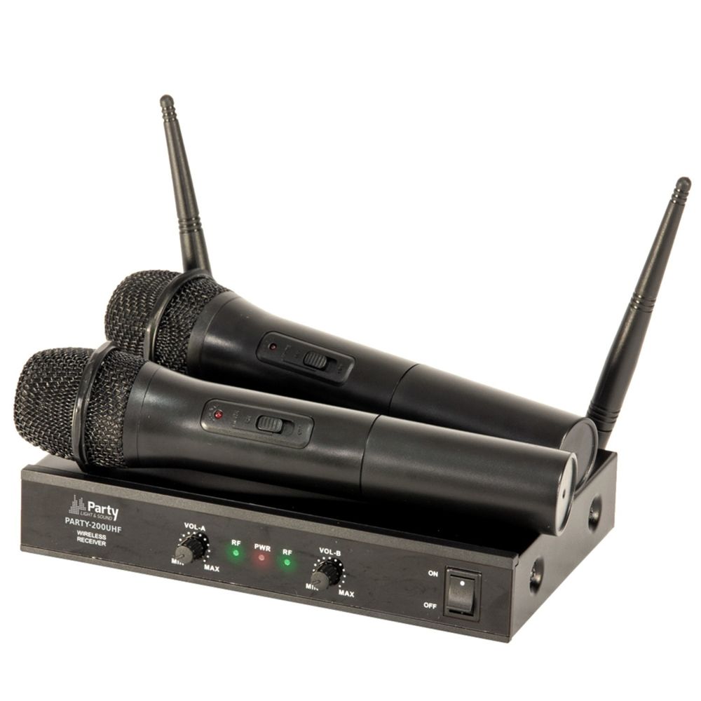 Party Light & Sound - Système 2 microphones sans-fils UHF 863.2 & 864.2 MHz - Party Sound & Light PARTY-200UHF - Accessoires DJ