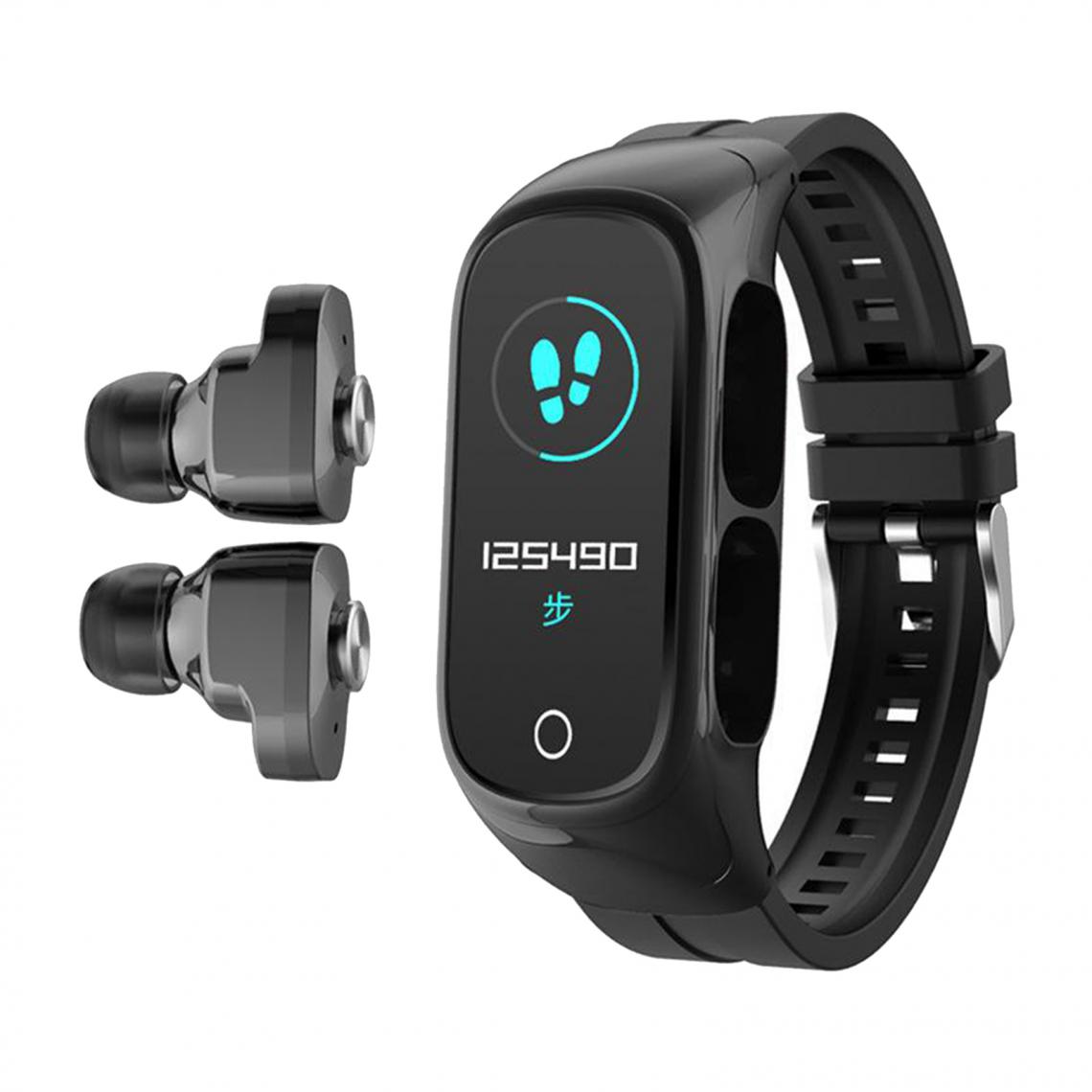 marque generique - Bracelet De Montre Intelligente N8 2 En 1 + écouteurs Sans Fil Bluetooth Pour Casque Blanc - Montre connectée