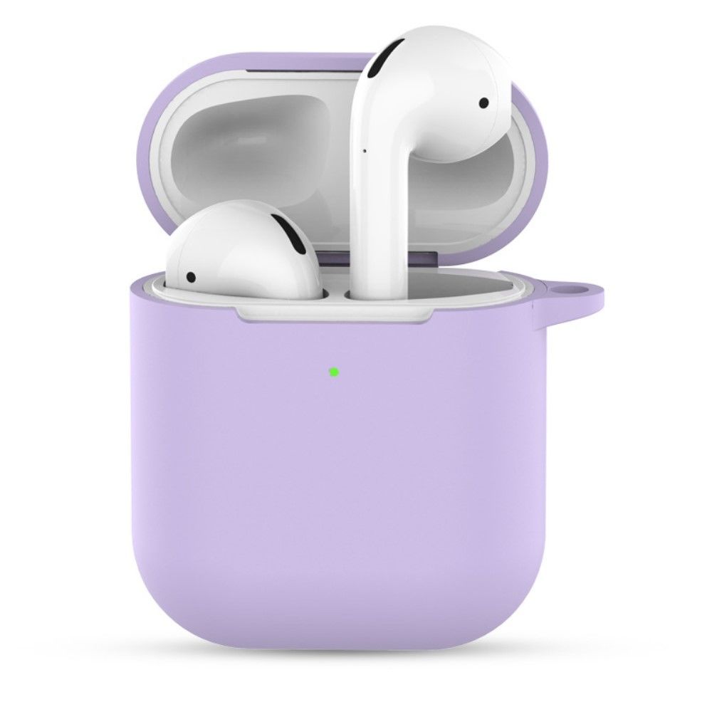 marque generique - Coque en silicone recharge sans fil avec porte-clés violet clair pour votre Apple AirPods - Coque, étui smartphone