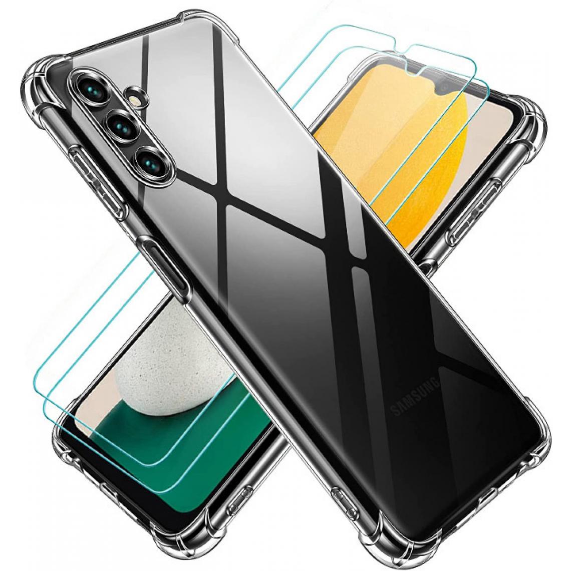 Little Boutik - Coque Silicone Transparente Angles Renforces + 2 Verres Trempes Pour Samsung A13 5G Little Boutik® - Coque, étui smartphone