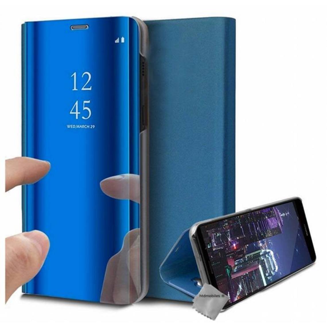Htdmobiles - Housse etui coque portefeuille clear view pour Samsung Galaxy S21 FE 5G + film ecran - BLEU - Autres accessoires smartphone