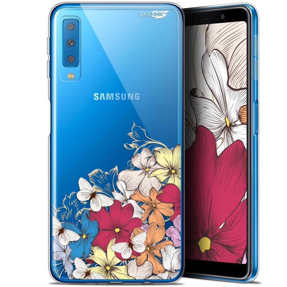 Caseink - Coque arrière Samsung Galaxy A7 2018 (A750) (6 ) Gel HD [ Nouvelle Collection - Souple - Antichoc - Imprimé en France] Nuage Floral - Coque, étui smartphone