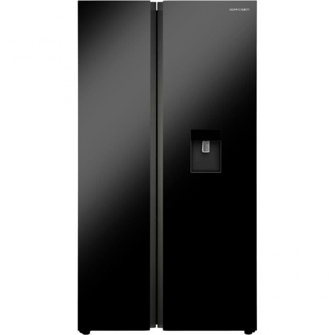 Schneider - SCHNEIDER SCSBF503WDNFB - Réfrigérateur américain 503L (322+181L) - Froid ventilé - L92xH177cm - Noir - Réfrigérateur américain