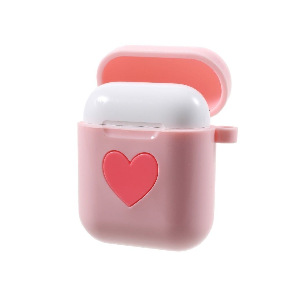 marque generique - Coque en silicone coeur doux avec mousquetons rose pour votre Apple AirPods - Autres accessoires smartphone