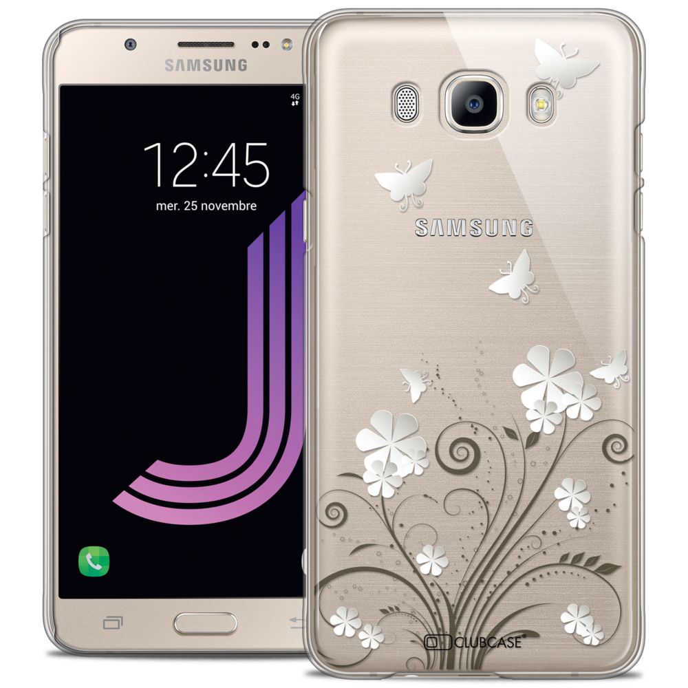 Caseink - Coque Housse Etui Samsung Galaxy J7 2016 (J710) [Crystal Rigide HD Collection Summer Design Papillons - Rigide - Ultra Fin - Imprimé en France] - Coque, étui smartphone
