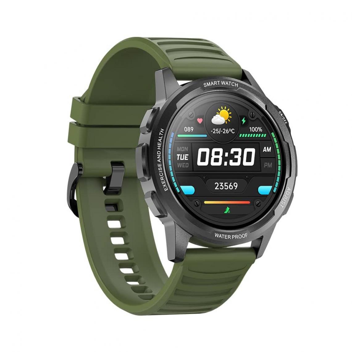 Chronotech Montres - Chronus Screen Touch Bluetooth Smartwatch, Fitness Tracker with 24 Sports Modes, 20 Day Battery Life, with Alarm Clock ect, Blood Oxygen Pressure Heart Rate Monitor, Waterproof, for iPhone Android(Green) - Montre connectée