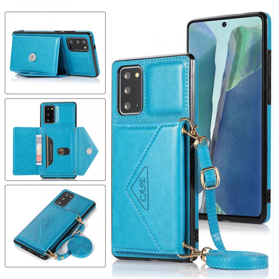 Other - Coque en TPU + PU avec béquille et porte-carte bleu pour votre Samsung Galaxy Note 20/Note 20 5G - Coque, étui smartphone