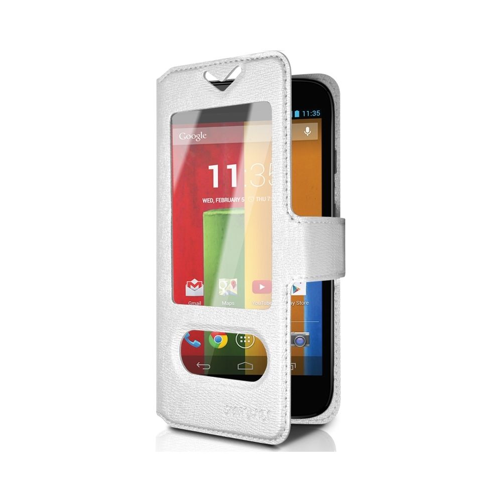 Karylax - Housse Coque Etui S-view Universel M Couleur Blanc pour Motorola Moto G 4G - Autres accessoires smartphone