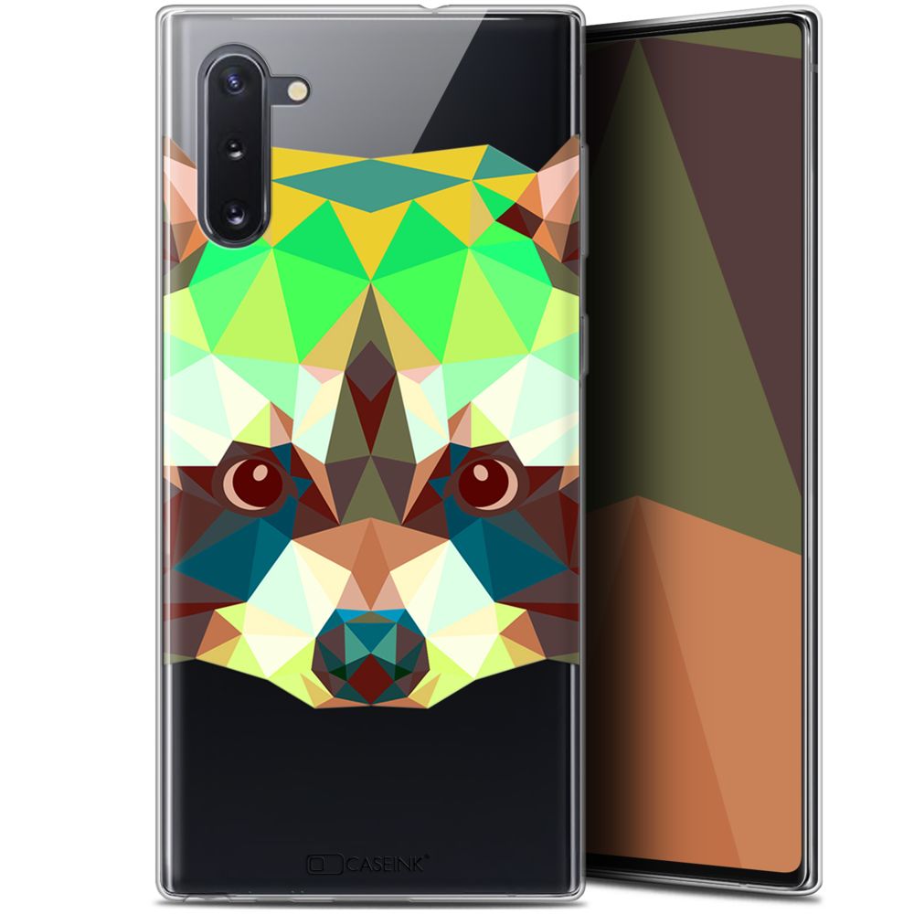 Caseink - Coque Pour Samsung Galaxy Note 10 (6.3 ) [Gel HD Collection Polygon Animals Design Raton Laveur - Souple - Ultra Fin - Imprimé en France] - Coque, étui smartphone
