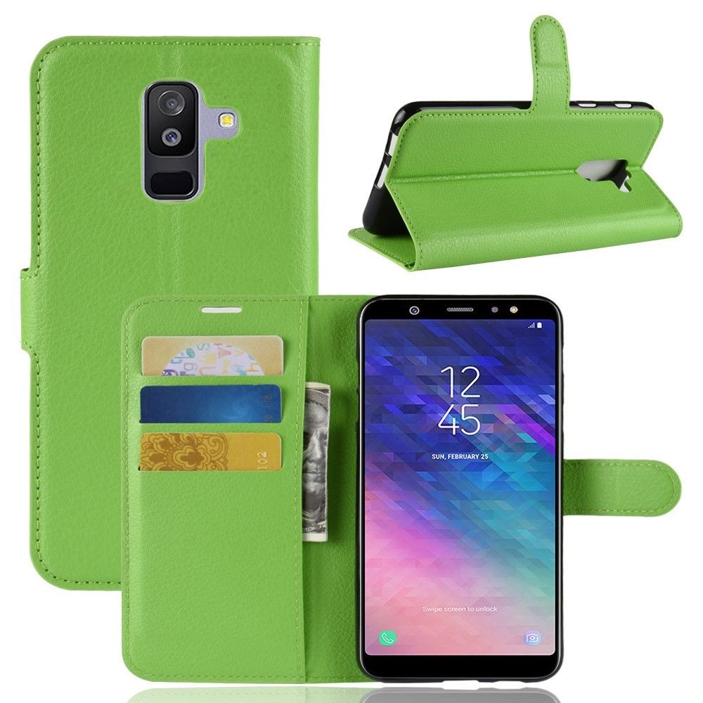 marque generique - Etui en PU vert pour votre Samsung Galaxy A6 Plus (2018) - Autres accessoires smartphone