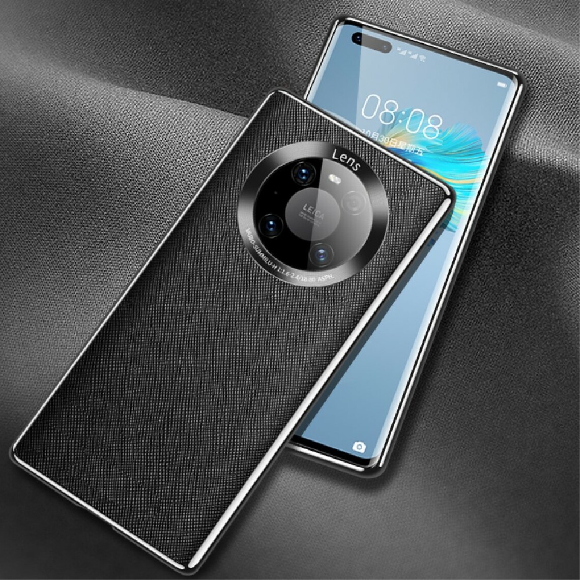 Other - Coque en TPU + cuir véritable texture croisée à degré complet enduit noir pour votre Huawei Mate 40 Pro - Coque, étui smartphone