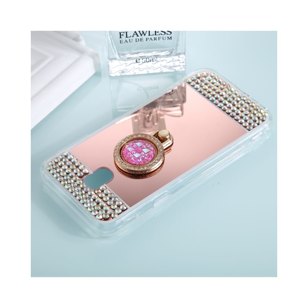 Wewoo - Coque or rose pour Samsung Galaxy J7 2017 version de l'UE incrusté de diamant miroir de galvanoplastie couvercle de protection avec porte-anneau - Coque, étui smartphone