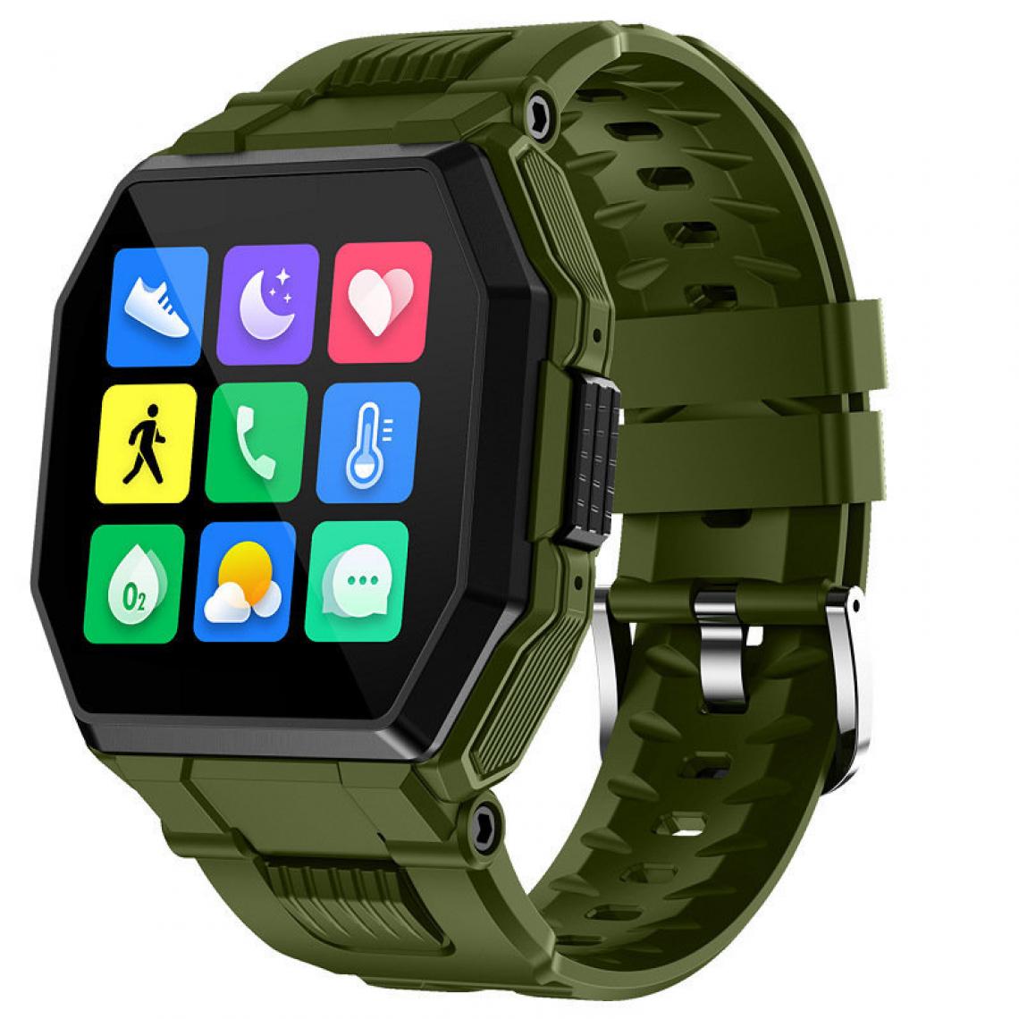 Chronotech Montres - Smart Watch Band Tracker Watch S9 Call Wristwatch Full Touch Sports Fitness Tracker Smartwatch Blood Pressure Functional Practicality(Green) - Montre connectée
