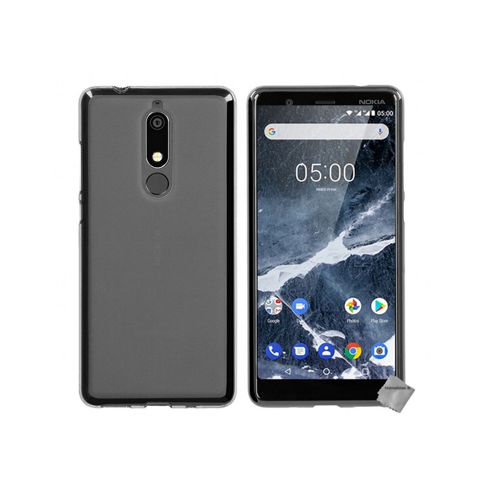 Htdmobiles - Housse etui coque pochette silicone gel fine pour Nokia 5.1 (2018) + verre trempe - GRIS - Autres accessoires smartphone