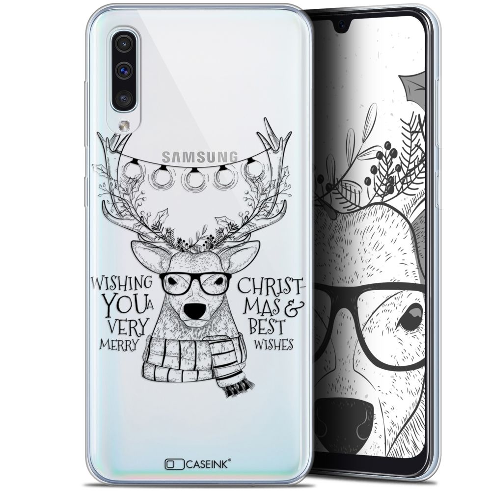 Caseink - Coque Pour Samsung Galaxy A50 (6.4 ) [Gel HD Collection Noël 2017 Design Cerf Hipster - Souple - Ultra Fin - Imprimé en France] - Coque, étui smartphone