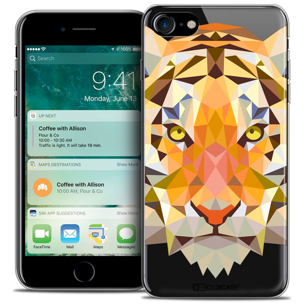 Caseink - Coque Housse Etui Apple iPhone 7 (4.7 ) [Crystal Gel HD Polygon Series Animal - Souple - Ultra Fin - Imprimé en France] Tigre - Coque, étui smartphone