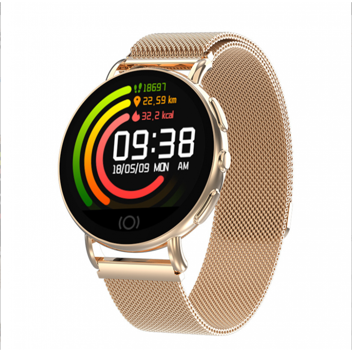 Chronotech Montres - Chronus Smart Watch 1.22 Inch Round Screen Metal Wristband Men's and Women's with Heart Rateï¼goldï¼ - Montre connectée