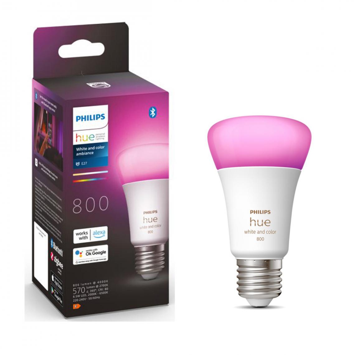 Philips - ampoule LED connectée E27 blanche et colorée - Lampe connectée
