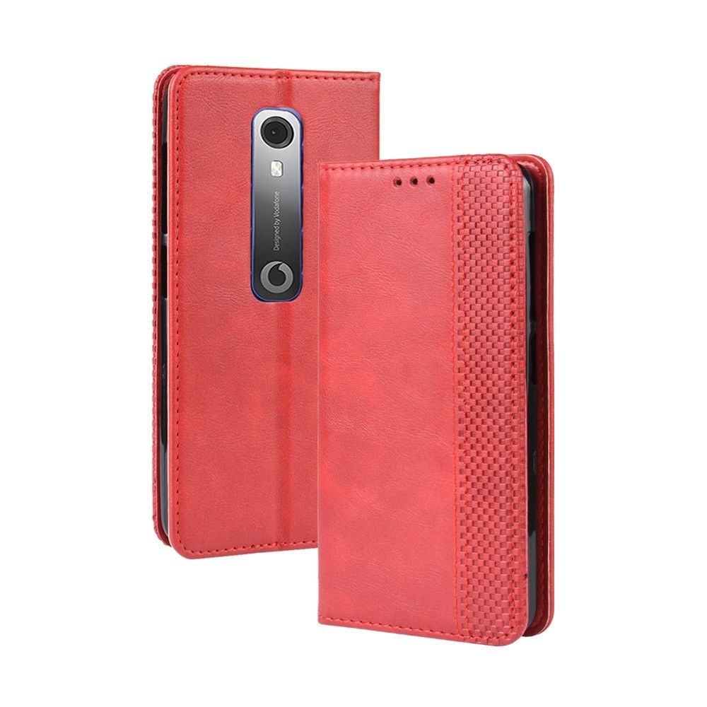 Wewoo - Coque Étui en cuir à boucle magnétique avec rétro pour Texture horizontale Vodafone Smart N10 VFD630 porte-cartes et emplacements cartes et cadre photo Rouge - Coque, étui smartphone