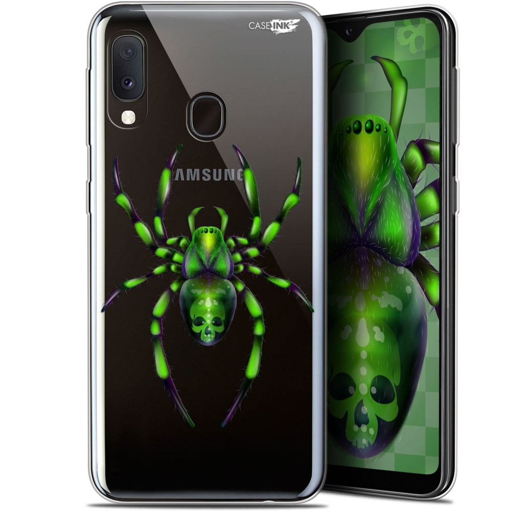 Caseink - Coque arrière Samsung Galaxy A20E (5.8 ) Gel HD [ Nouvelle Collection - Souple - Antichoc - Imprimé en France] Arraignée Verte - Coque, étui smartphone