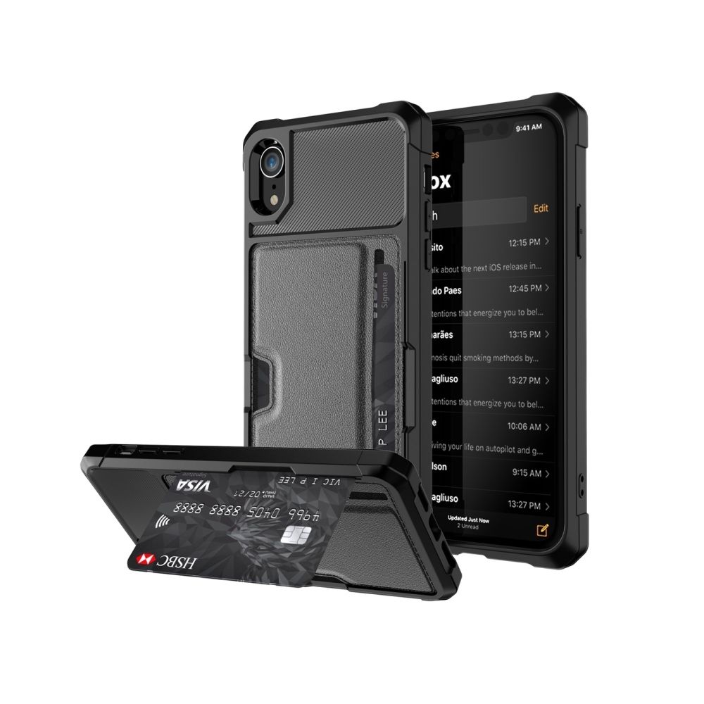 Wewoo - Coque PC antichoc magnétique pour iPhone XR, avec fente pour carte (noir) - Coque, étui smartphone