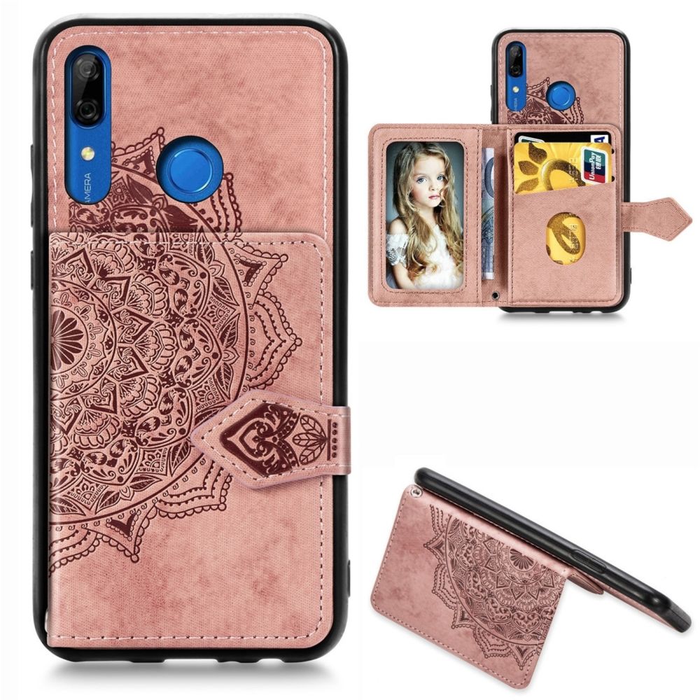 Wewoo - Coque Pour Huawei P Smart Z Mandala Embossed Magnetic Cloth PU + TPU + PC Case with Holder & Card Slots & Wallet & Photo Frame & Strap Rose Gold - Coque, étui smartphone