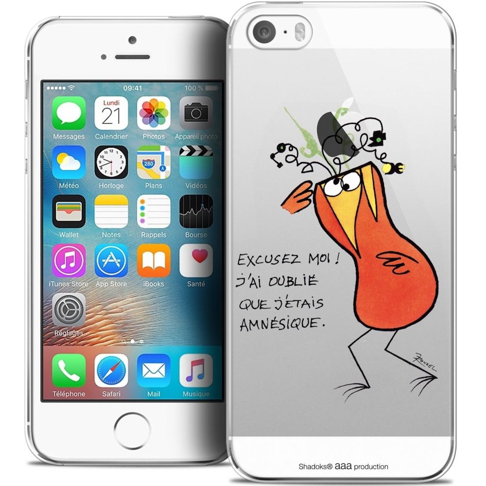 Caseink - Coque Housse Etui Apple iPhone 5/5s/SE [Crystal HD Collection Les Shadoks ? Design Amnésie - Rigide - Ultra Fin - Imprimé en France] - Coque, étui smartphone