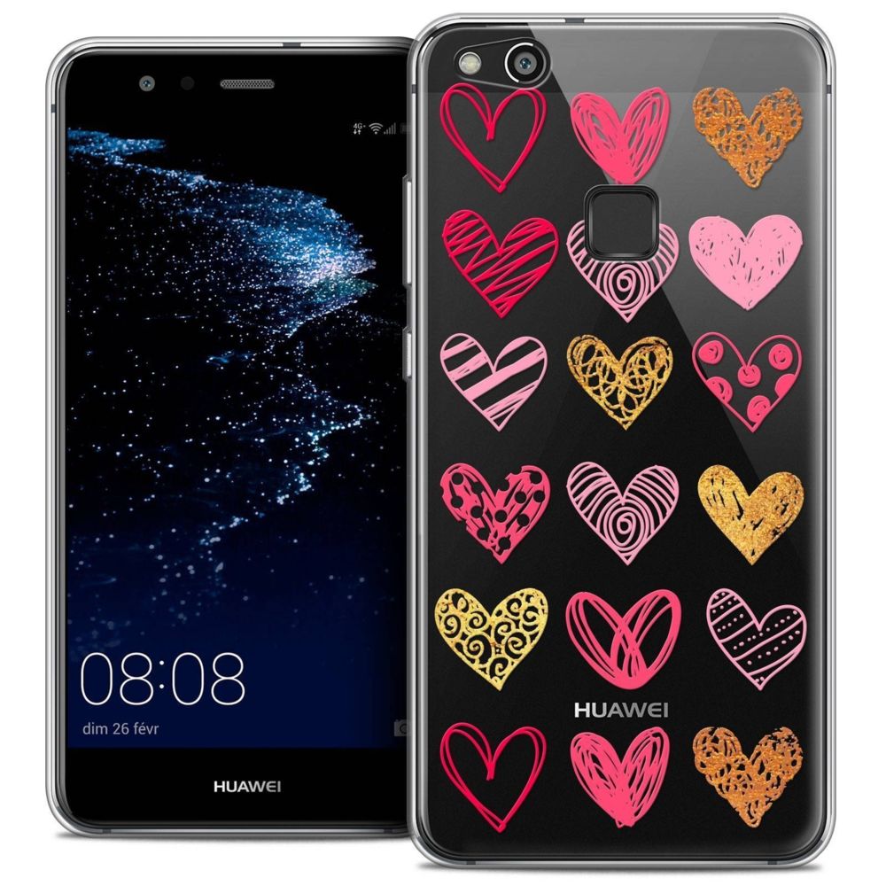 Caseink - Coque Housse Etui Huawei P10 LITE (5.2 ) [Crystal Gel HD Collection Sweetie Design Doodling Hearts - Souple - Ultra Fin - Imprimé en France] - Coque, étui smartphone