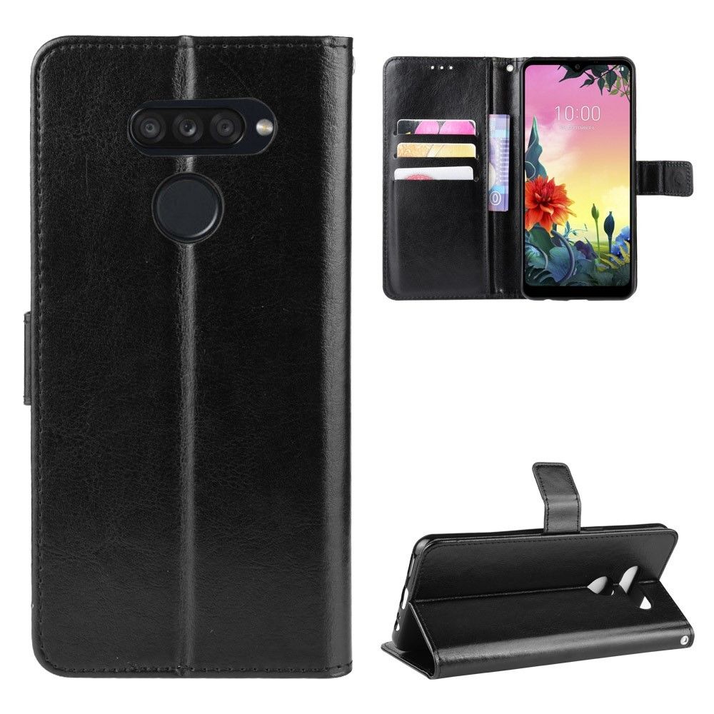 marque generique - Etui en PU Cheval fou avec support noir pour votre LG K50S - Coque, étui smartphone