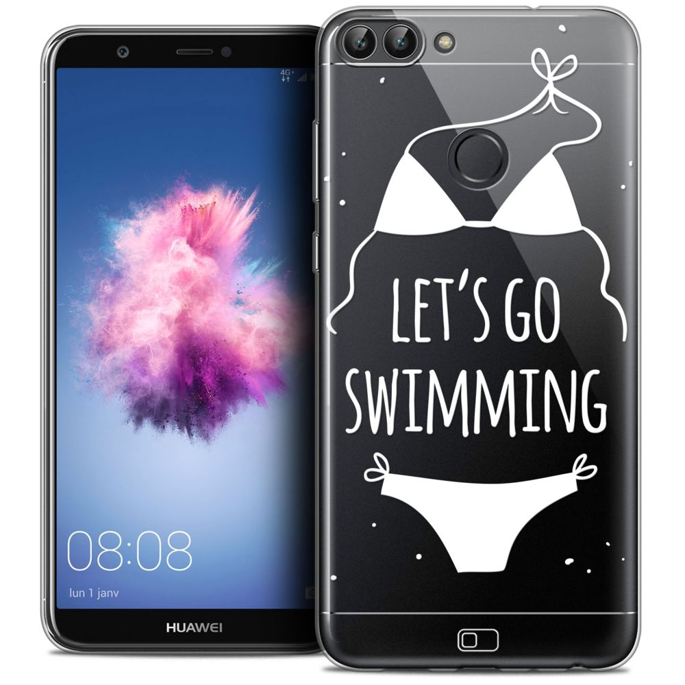 Caseink - Coque Housse Etui Huawei P Smart (5.7 ) [Crystal Gel HD Collection Summer Design Let's Go Swim - Souple - Ultra Fin - Imprimé en France] - Coque, étui smartphone