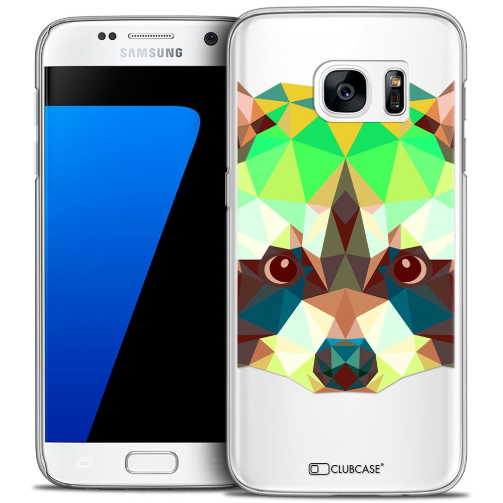 Caseink - Coque Housse Etui Galaxy S7 [Crystal HD Polygon Series Animal - Rigide - Ultra Fin - Imprimé en France] - Raton Laveur - Coque, étui smartphone