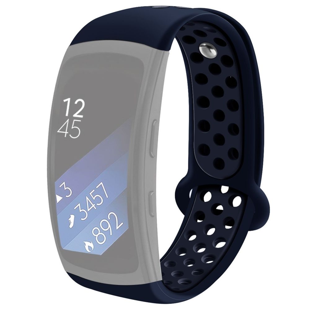Wewoo - Bracelet pour montre connectée Gear Fit2 / Fit2 Pro Smart Watch Multiaperture en silicone bicolore de poignet Bleu - Bracelet connecté
