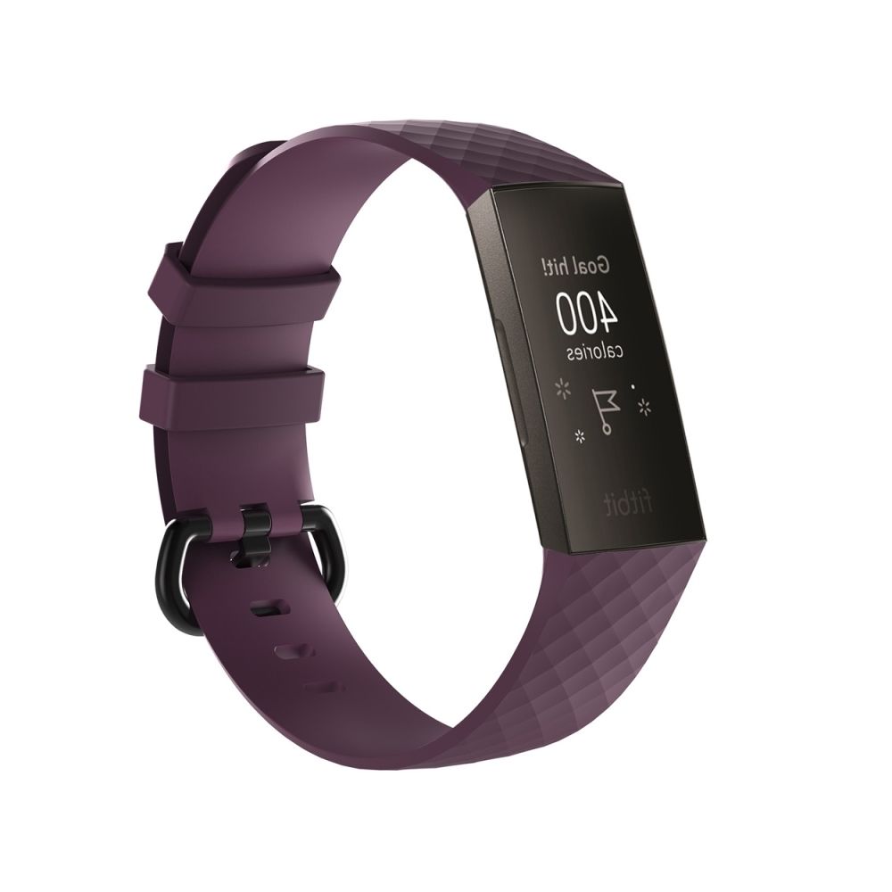 Wewoo - Bracelet montre en silicone à motif de diamants pour Fitbit Charge 3 (violet foncé) - Bracelet connecté