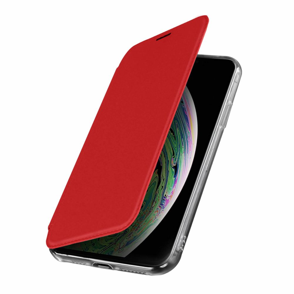 Avizar - Étui iPhone XS Max Folio Rigide Clapet avec Miroir Intégré Fin et Léger rouge - Coque, étui smartphone