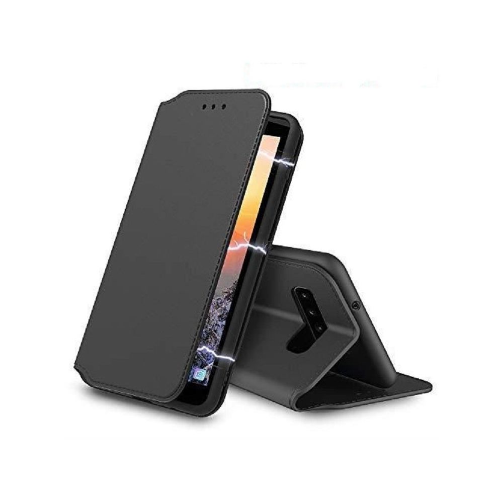 marque generique - Housse Etui Pochette Magnétique Noir Samsung Galaxy J4 Plus 2018 + Film Verre Trempé - Coque, étui smartphone