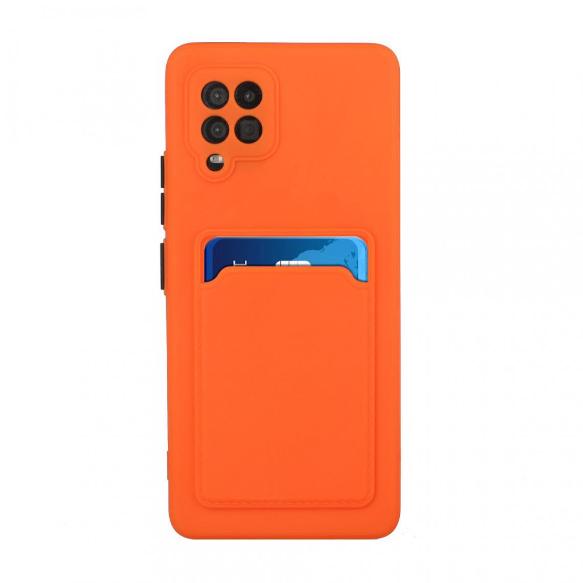 Other - Coque en TPU Anti-Chute avec porte-carte orange pour votre Samsung Galaxy A42 5G - Coque, étui smartphone