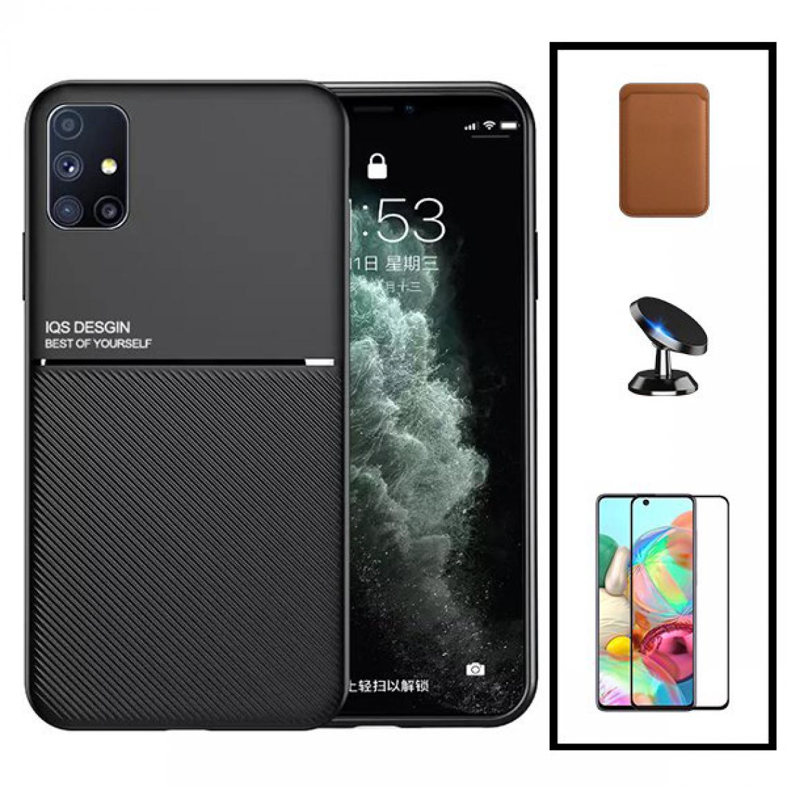 Phonecare - Kit Coque Magnetic Lux + Magentic Wallet Marron + 5D Full Cover + Support de Voiture Magnétique - Samsung Galaxy A31 - Coque, étui smartphone
