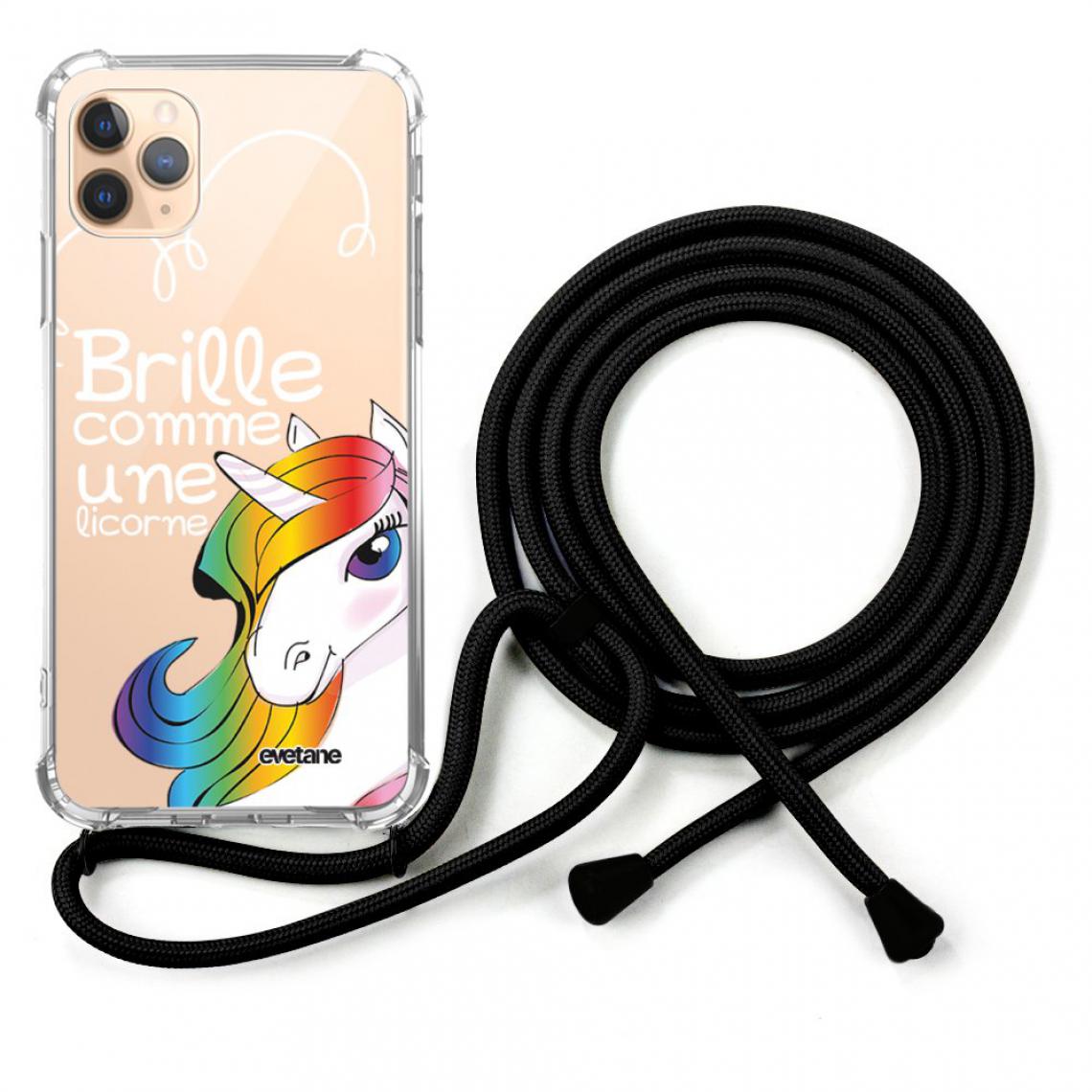 Evetane - Coque iPhone 11 Pro coque avec cordon transparente Brille comme une licorne - Coque, étui smartphone