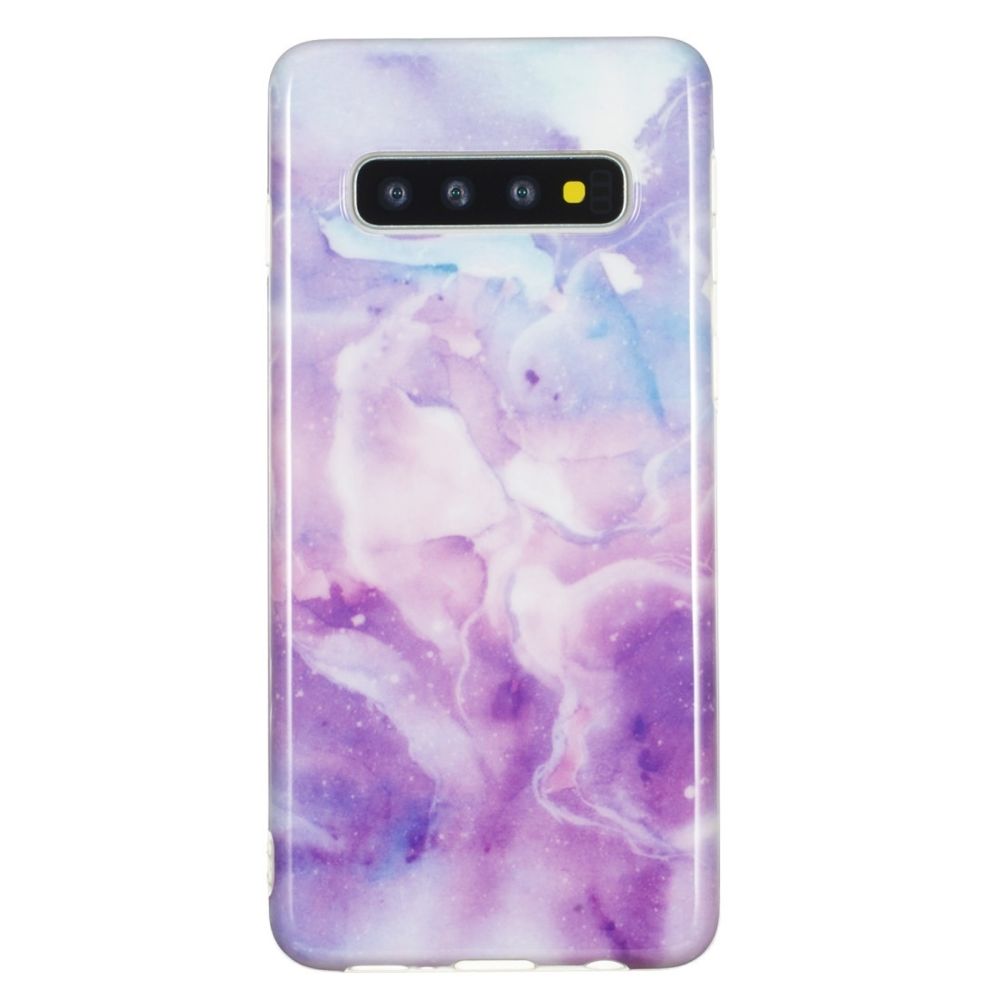 Wewoo - Coque Fashion Etui de protection en TPU pour Galaxy S10 Plus Marbre Violet - Coque, étui smartphone