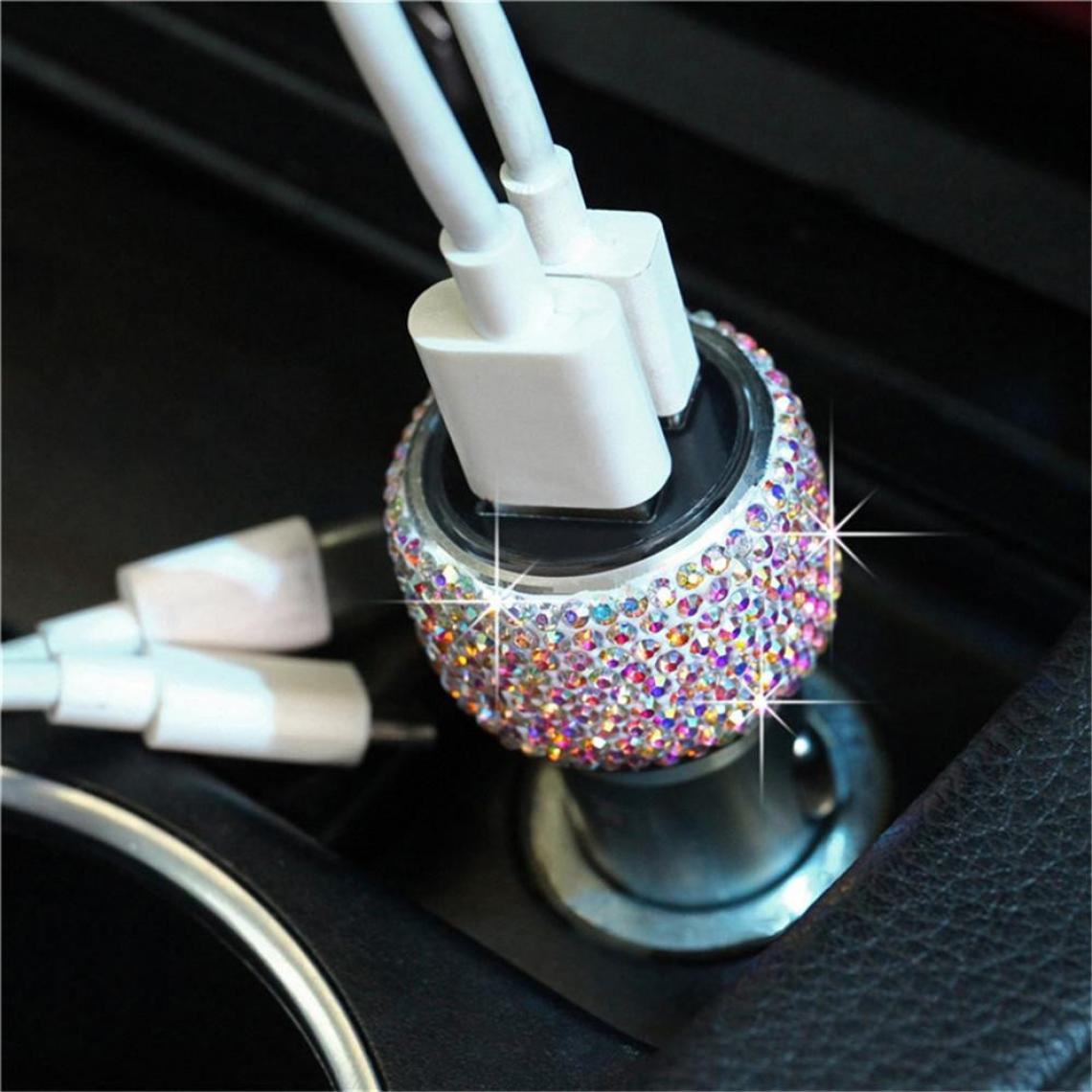 Wewoo - Chargeur rapide USB double en alliage d'aluminium QC3.0 de voiture diamant couleur - Chargeur Voiture 12V