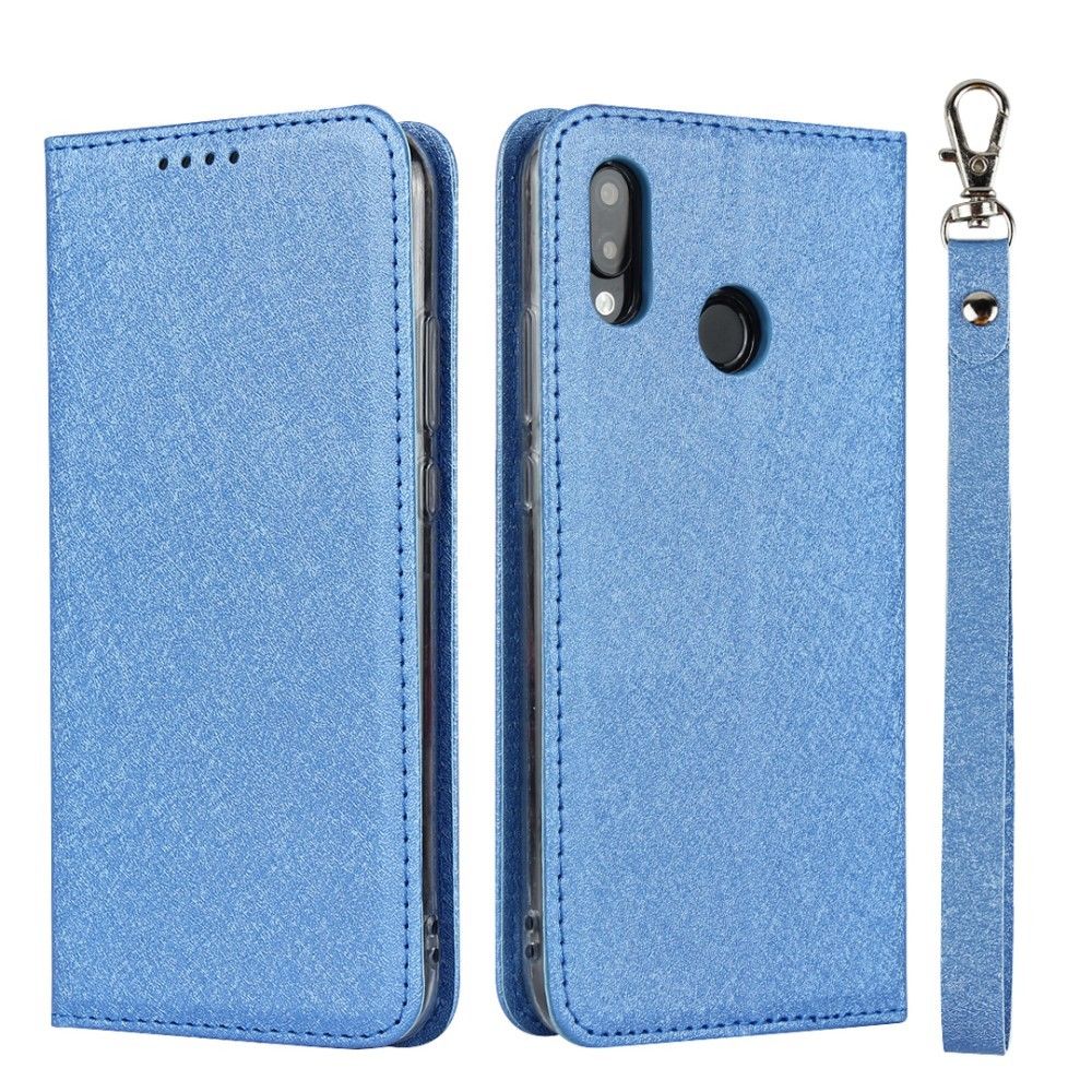 marque generique - Etui en PU peau de soie avec support bleu pour votre Huawei P20 Lite (2018)/Nova 3e - Coque, étui smartphone
