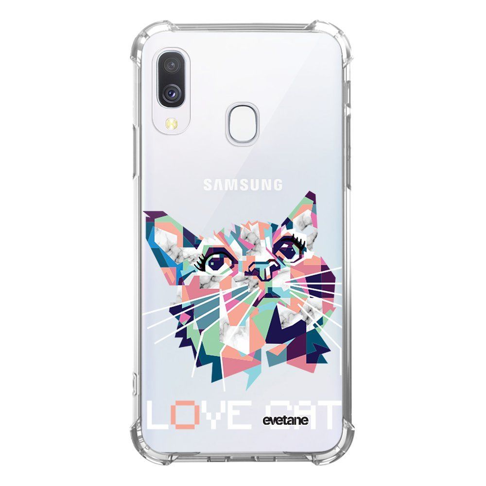Evetane - Coque Samsung Galaxy A20e anti-choc souple avec angles renforcés transparente Cat pixels Evetane - Coque, étui smartphone