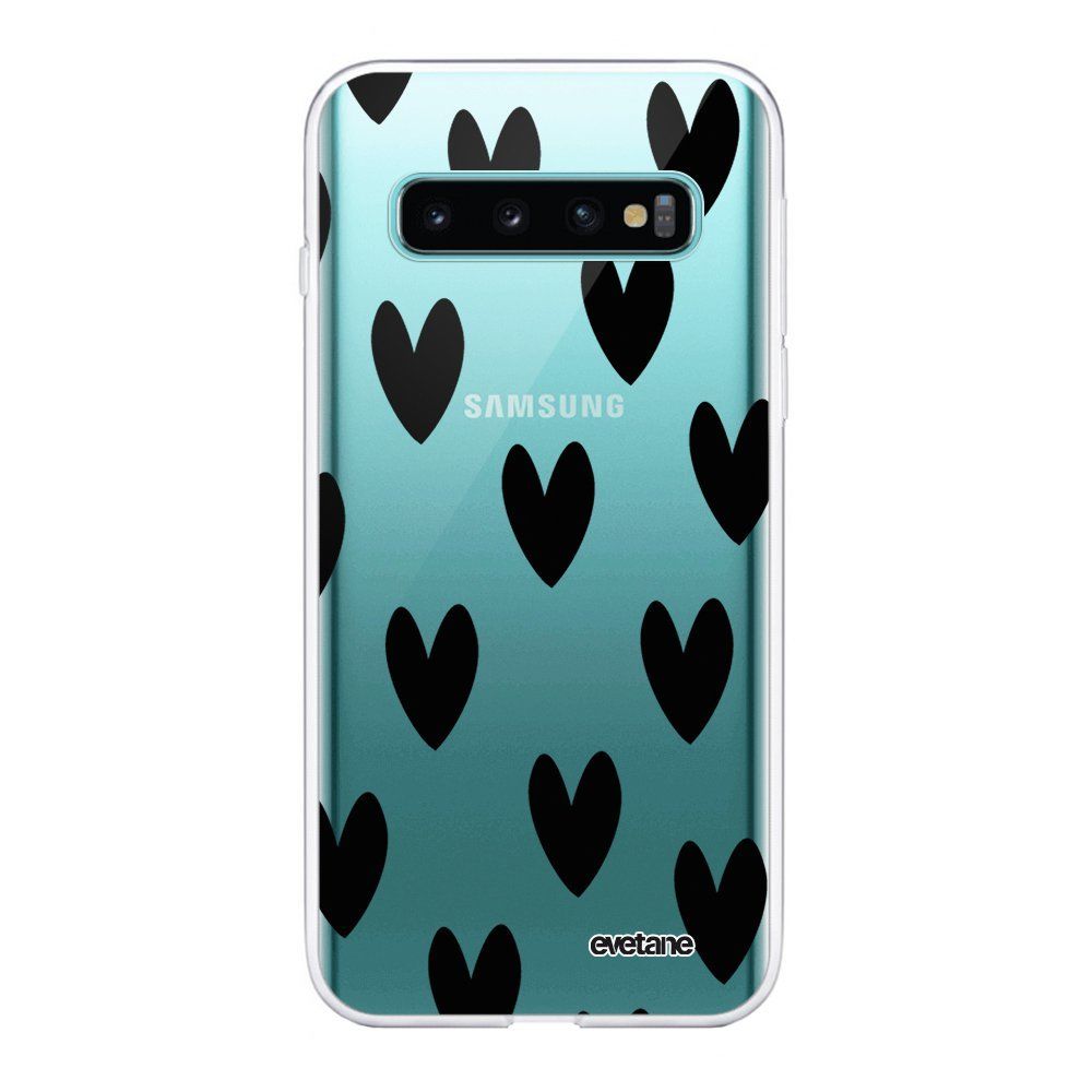 Evetane - Coque Samsung Galaxy S10 Plus 360 intégrale transparente Coeurs Noirs Ecriture Tendance Design Evetane. - Coque, étui smartphone