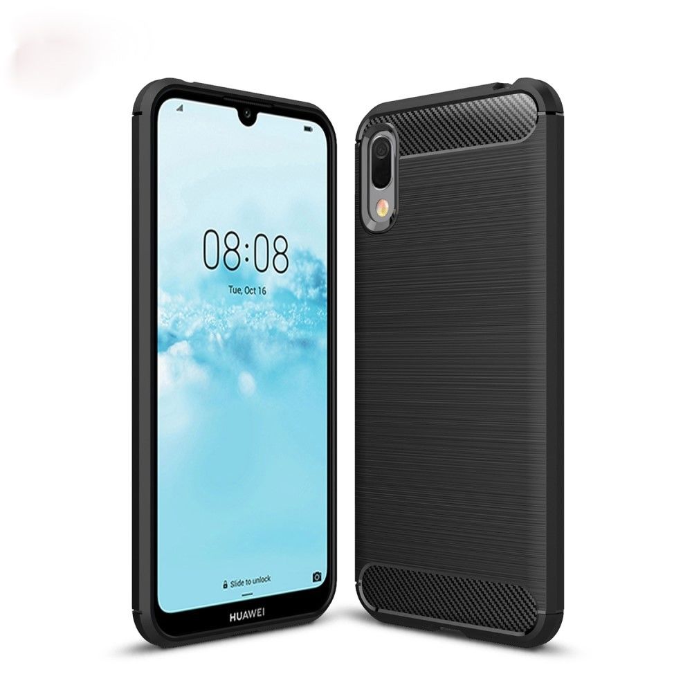 marque generique - Coque en TPU fibre de carbone noir pour votre Huawei Y6 Pro (2019) - Coque, étui smartphone