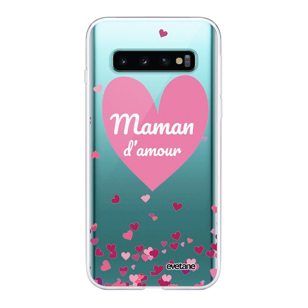 Evetane - Coque Samsung Galaxy S10 Plus souple transparente Maman d'amour coeurs Motif Ecriture Tendance Evetane. - Coque, étui smartphone