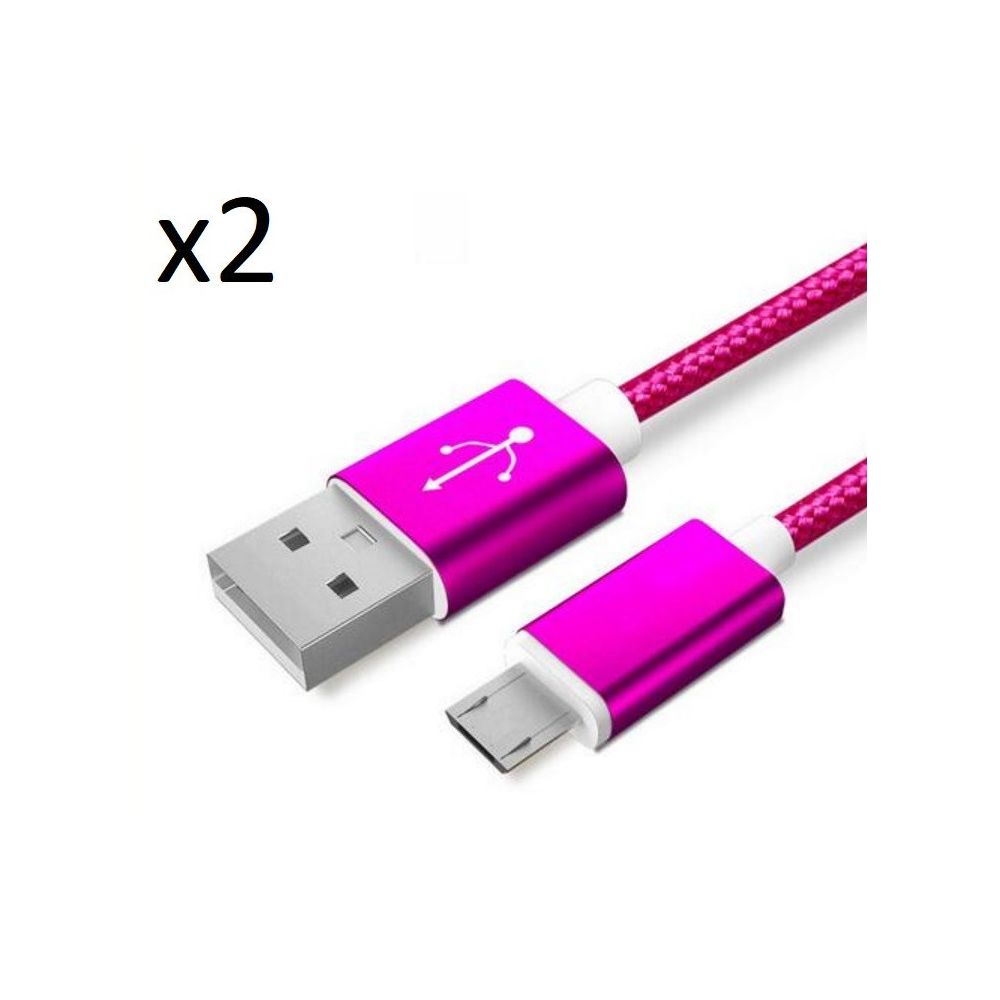 Shot - Pack de 2 Cables Metal Nylon Micro USB pour SAMSUNG Galaxy Alpha Smartphone Android Chargeur Connecteur - Chargeur secteur téléphone