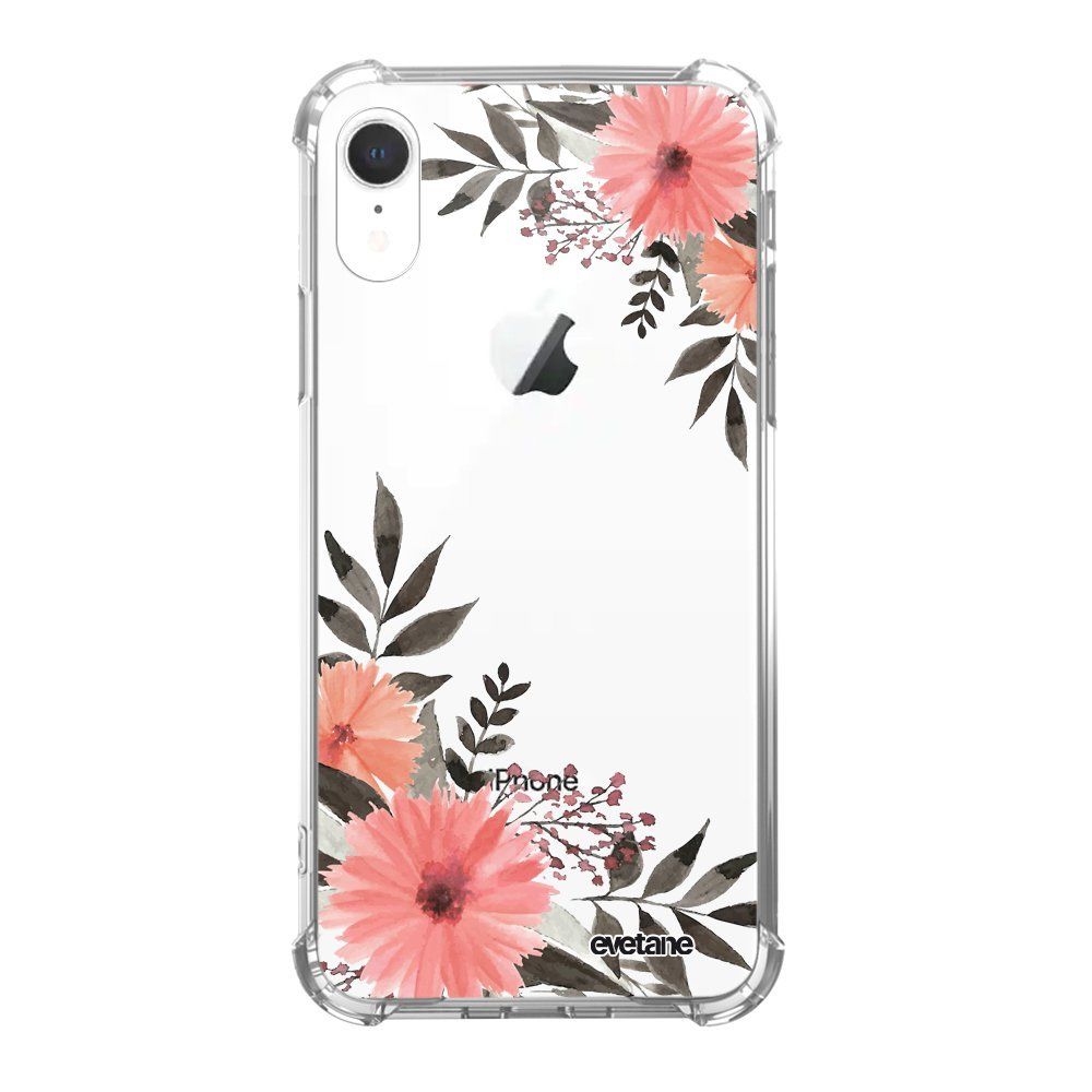 Evetane - Coque iPhone Xr anti-choc souple avec angles renforcés Fleurs roses Evetane - Coque, étui smartphone