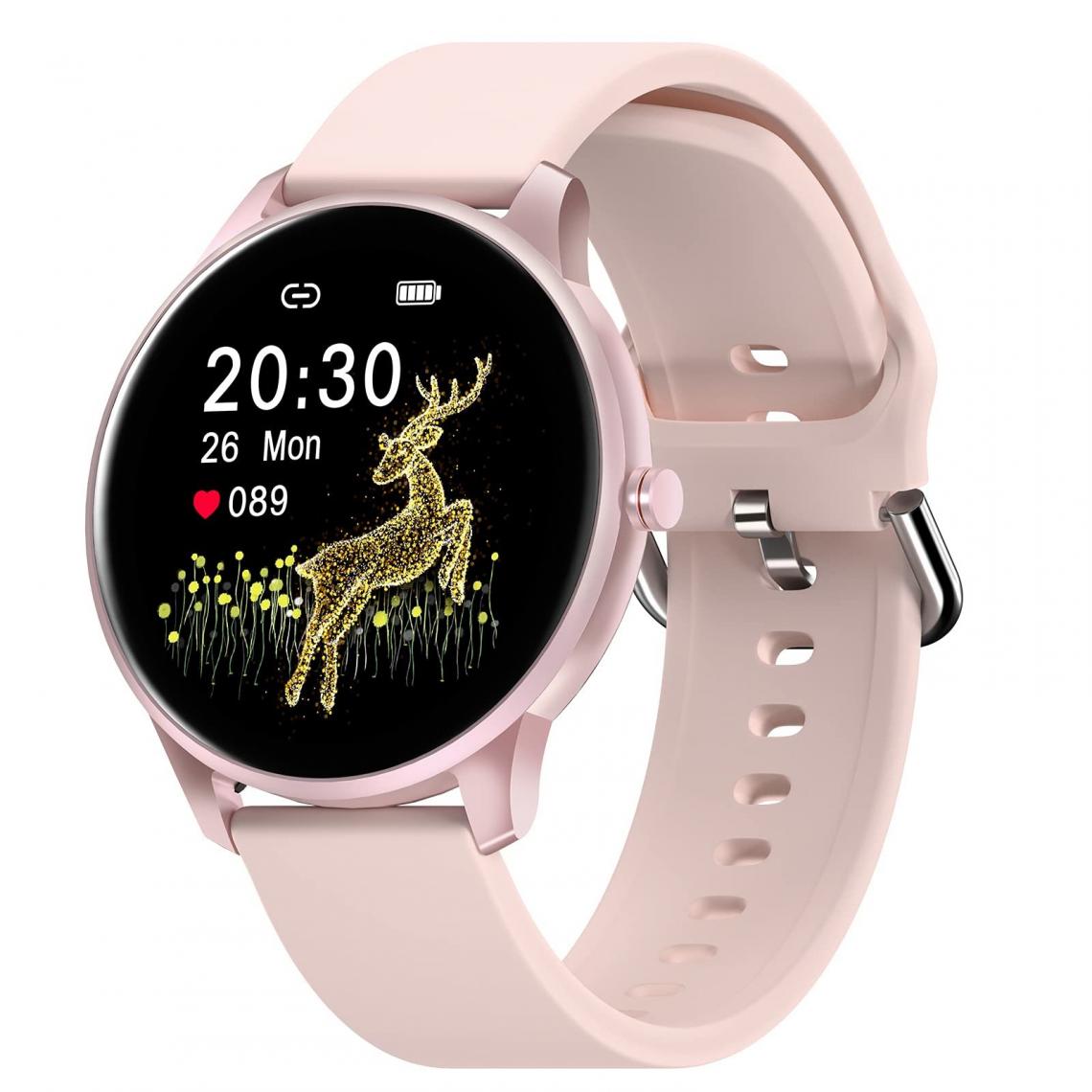 Chronotech Montres - Chronus Smart Watch with 1.3 inch Touch Screen Smart Watch for Men Women Waterproof IP68, Heart Rate Monitor Pedometer Sleep for Android / iOS / iPhone(Rose) - Montre connectée